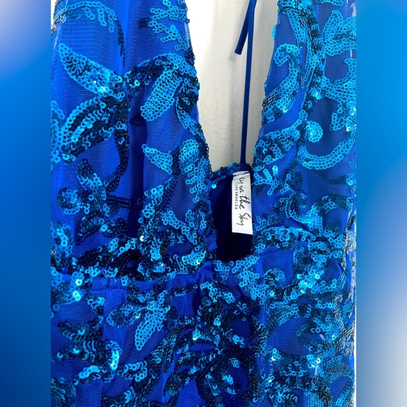 Skylar Sequin Maxi Homecoming Dress -Blue- - Lucy in the Sky - Picture 5 of 5